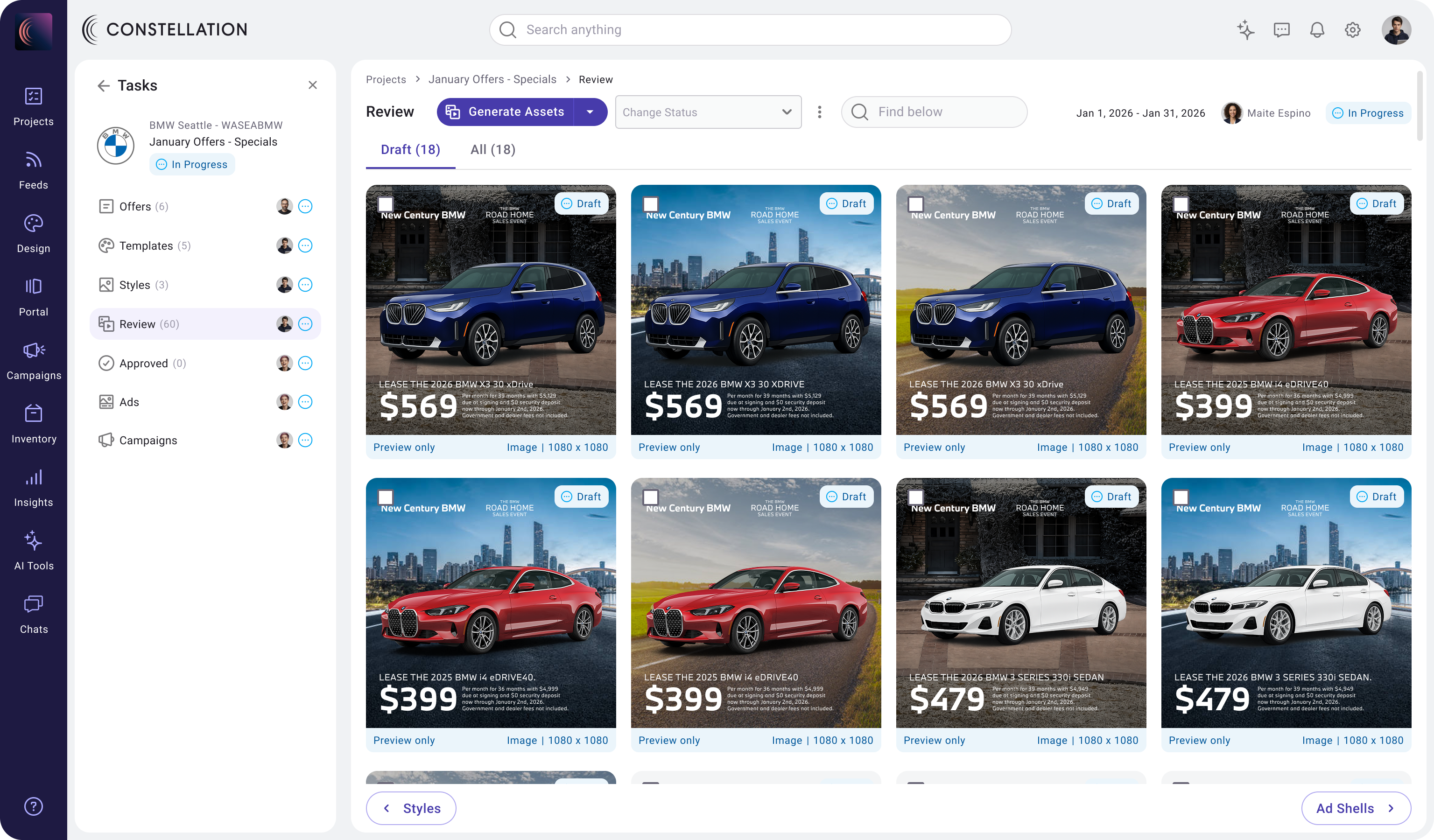 Constellation campaigns dashboard
